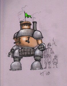 Photoshop illustration of a gnome tank